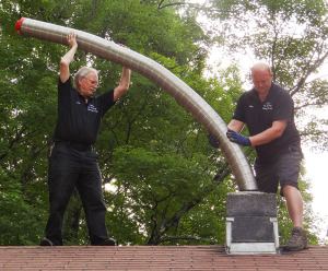 Len and Don Install Chimney Liner